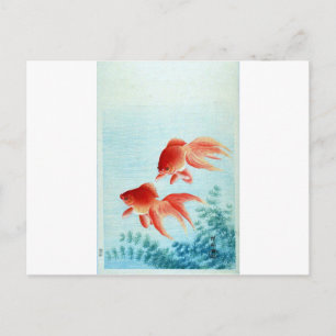 Vintage-japanischer Fischdruck Postkarte
