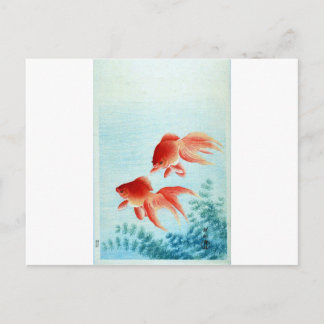 Vintage-japanischer Fischdruck Postkarte