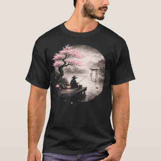 Vintage-Japanischer-Fischer-Kirschblüten-Zen T-Shirt