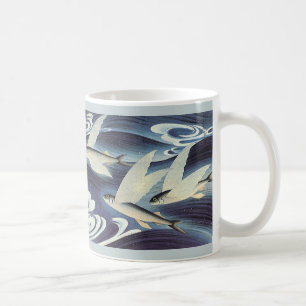 Vintage Japanischer Fliegender Fisch im Ozean, Jap Tasse