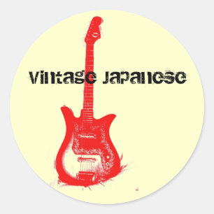 Vintage Japanischer Gitarrenaufkleber Runder Aufkleber