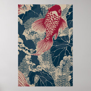 Vintage Japanischer Goldfisch-Kunstprint – Inspiri Poster
