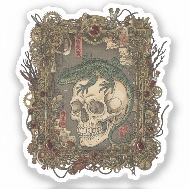 Vintage Japanischer Gothic Collage Aufkleber (Vorderseite)