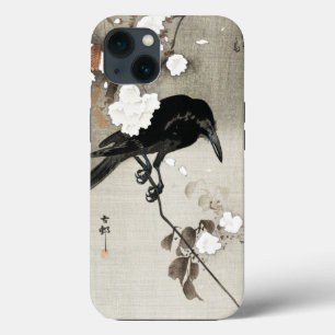 Vintage japanischer Holzschnitt mit Krähe und Blüt Case-Mate iPhone Hülle