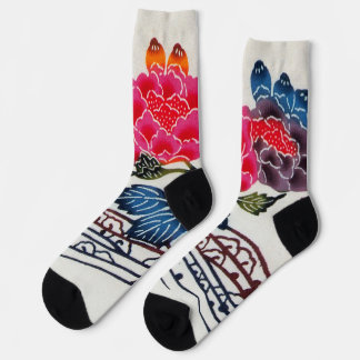 Vintage japanischer Kimono-Stoff (Bingata) Socken