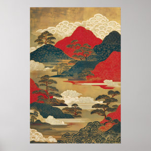 Vintage-Japanischer-Landschaftskunst-Druck Ukiyo-e Poster