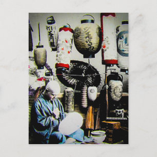 Vintage-Japanischer-Laternen-Papier-Schirm-Handwer Postkarte