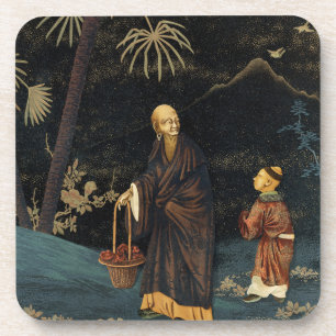 Vintage Japanischer Mönch und Kind G.A. Audsley Getränkeuntersetzer