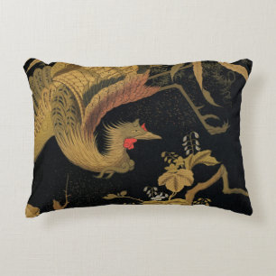 Vintage Japanischer Phoenix Gold Black Bird Dekokissen