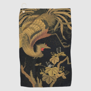 Vintage Japanischer Phoenix Gold Black Bird Golfhandtuch