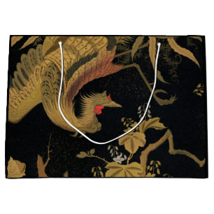 Vintage Japanischer Phoenix Gold Black Bird Große Geschenktüte