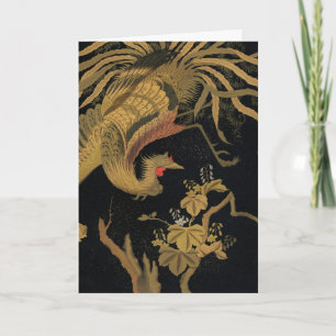 Vintage Japanischer Phoenix Gold Black Bird Karte