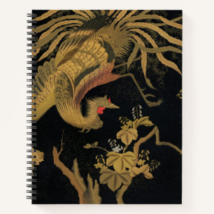 Vintage Japanischer Phoenix Gold Black Bird Notizbuch