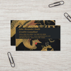 Vintage Japanischer Phoenix Gold Black Bird Visitenkarte