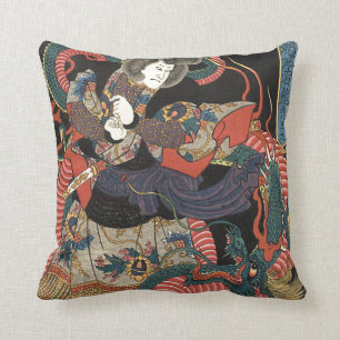 Vintage Japanischer Roter Drache Kissen