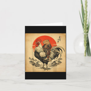 Vintage japanischer Samurai Capybara Hahn Huhn  Karte
