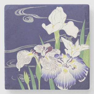 Vintage Japanischer Schwertlilie Kunst Druck Kogyo Steinuntersetzer