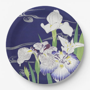 Vintage-Japanischer-Schwertlilien-Kunstdruck Kogyo Pappteller