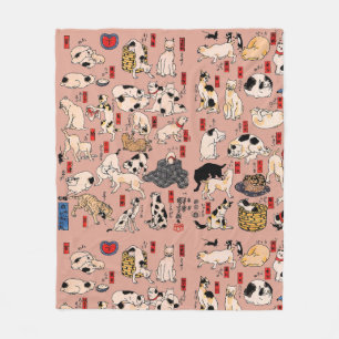 Vintage-Japanischer Ukiyo-e-Katzenmuster: Kuniyosh Fleecedecke