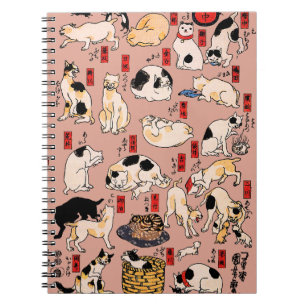 Vintage-Japanischer Ukiyo-e-Katzenmuster: Kuniyosh Notizblock