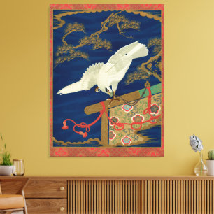 Vintage Japanischer Weißer Falke Art G.A. Audsley Leinwanddruck