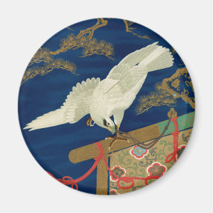 Vintage Japanischer Weißer Falke Art G.A. Audsley Magnet