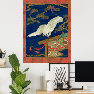 Vintage Japanischer Weißer Falke Art G.A. Audsley Poster