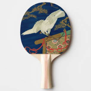 Vintage Japanischer Weißer Falke Art G.A. Audsley Tischtennis Schläger