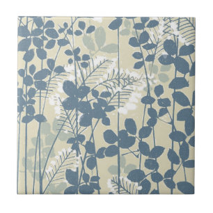 Vintage japanisches blaues botanisches Design: Cre Fliese