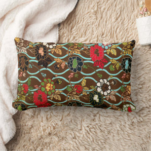 Vintage japanisches Blumendesign Lendenkissen