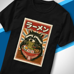 Vintage japanisches Essen Süßer Waschbär schlürft  T-Shirt