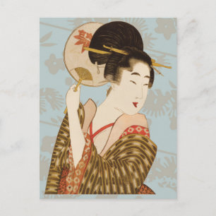 Vintage japanisches Geisha-Mädchen im Kimono mit F Postkarte