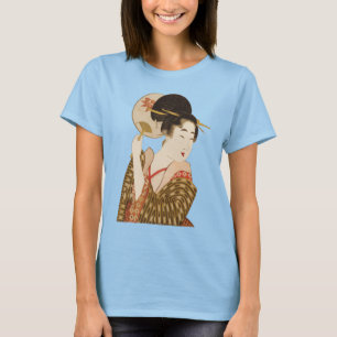 Vintage-Japanisches Geisha-Mädchen im Kimono mit F T-Shirt
