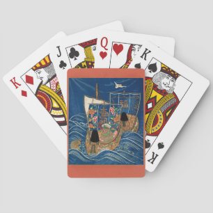 Vintage Japanisches Glücksschatzschiff G.A. Audsle Spielkarten