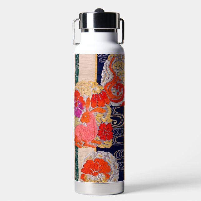 Vintage Japanisches Hasendesign Trinkflasche (Vorderseite)