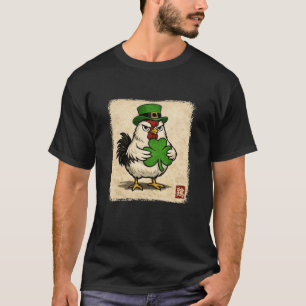 Vintage japanisches Huhn St. Patricks Day Leprecha T-Shirt