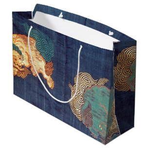 Vintage-Japanisches Löwenmuster Große Geschenktüte