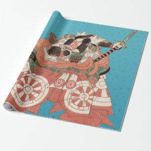 Vintage japanisches Porträt - Krieger mit Schwert Geschenkpapier