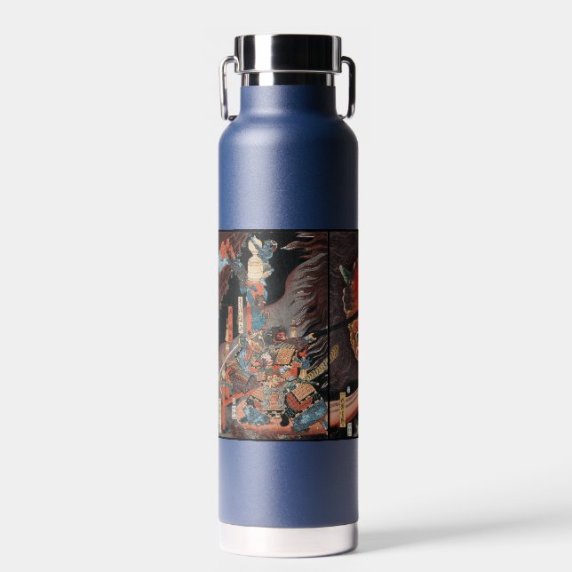 Vintage-japanisches Triptychon: Samurai vs. Oni-Kö Trinkflasche (Vorne)