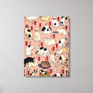 Vintage Japanisches Ukiyo-e-Katzenmuster: Kuniyosh Leinwanddruck