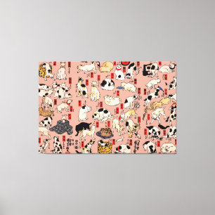 Vintage japanisches Ukiyo-e-Katzenmuster: Kuniyosh Leinwanddruck