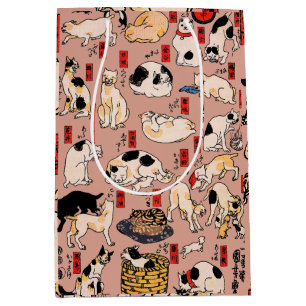 Vintage Japanisches Ukiyo-e-Katzenmuster: Kuniyosh Mittlere Geschenktüte