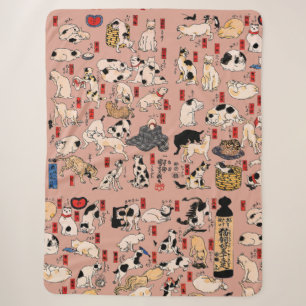 Vintage japanisches Ukiyo-e-Katzenmuster: Kuniyosh Sherpadecke