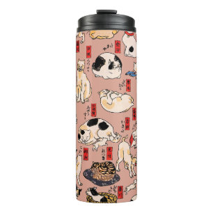 Vintage Japanisches Ukiyo-e-Katzenmuster: Kuniyosh Thermosbecher