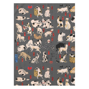 Vintage japanisches Ukiyo-e-Katzenmuster: Kuniyosh Tischdecke