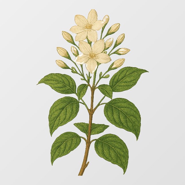 Vintage-Jasmin Fensteraufkleber (Blatt)