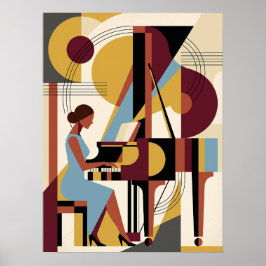 Vintage-Jazz-Art-Deco-Musikposter Poster