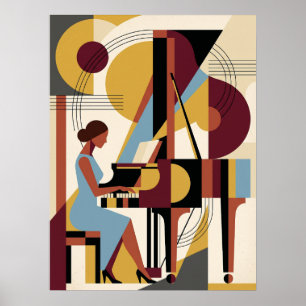 Vintage-Jazz-Art-Deco-Musikposter Poster