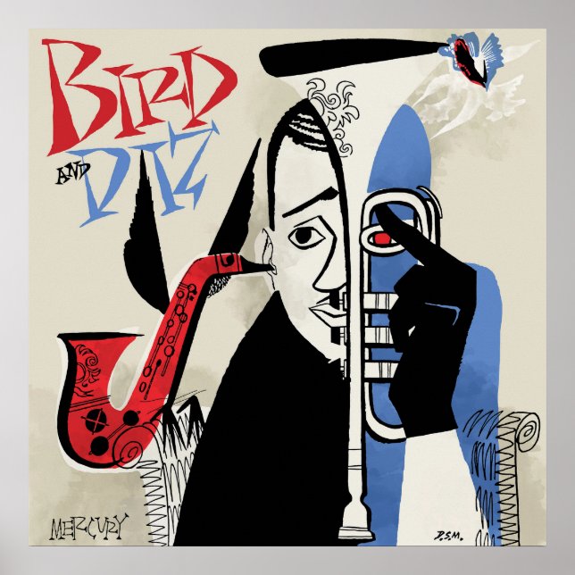Vintage Jazz-Illustration von Bird & Diz Poster (Vorne)