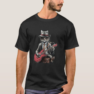 Vintage-Jazz-Katze spielt Gitarre Band Retro-Jazz- T-Shirt